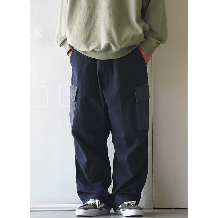 ★COLOR BLOCK MULTI-POCKET STRAIGHT PANTS　　　A0721