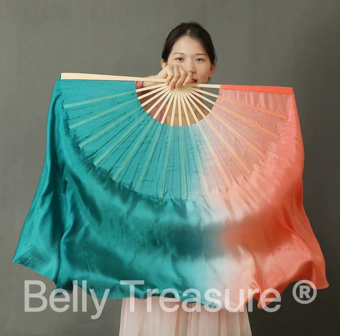 左右2本シルクビッグファンベール 36-30〜40cm グリーン 左右2本シルクビッグファンベール 36-30〜40cm グリーン