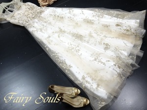 ★送料無料★9号(M)☆チュールとスパンコールロングドレス(OPN2923)