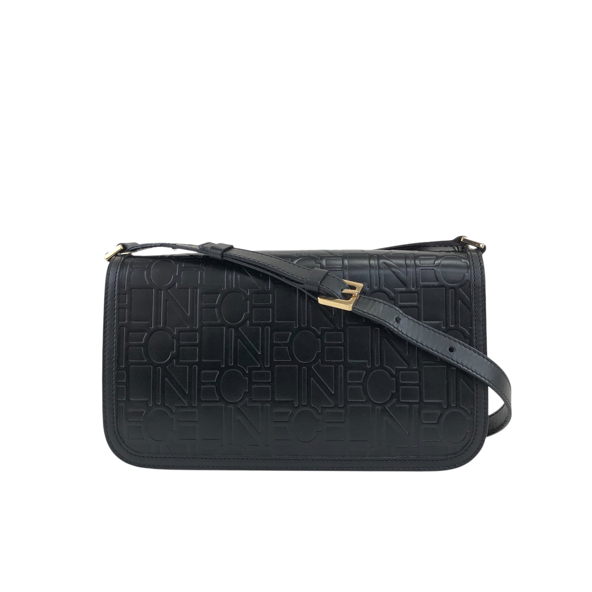 セリーヌ レザー ミニ ショルダーバッグ ハンドバッグ ブラック CELINE セリーヌ ショルダーバッグ ブラック ロゴ 型押し レザー