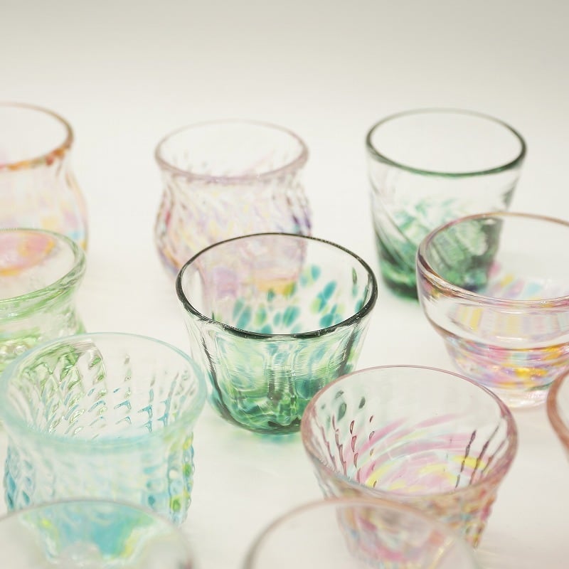 おちょこ(H~P)【琉球ガラス工房 雫】