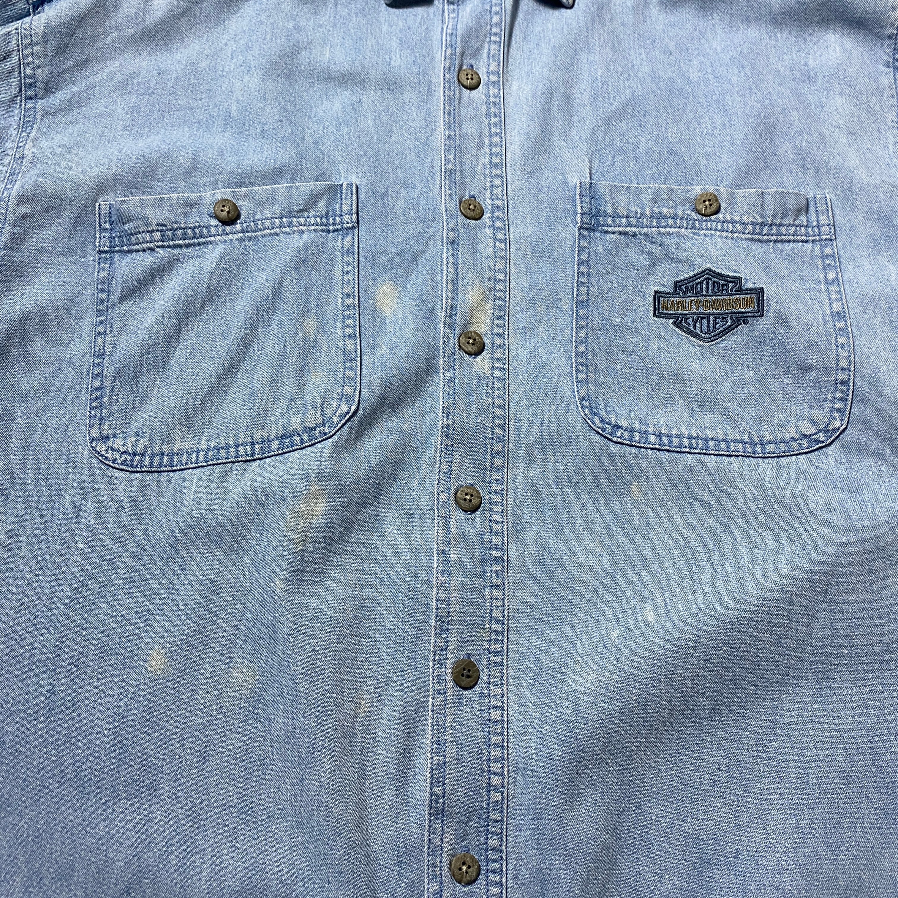 Size:XL】90's Harley-Davidson ハーレーダビッドソン 刺繍ロゴ ダブル
