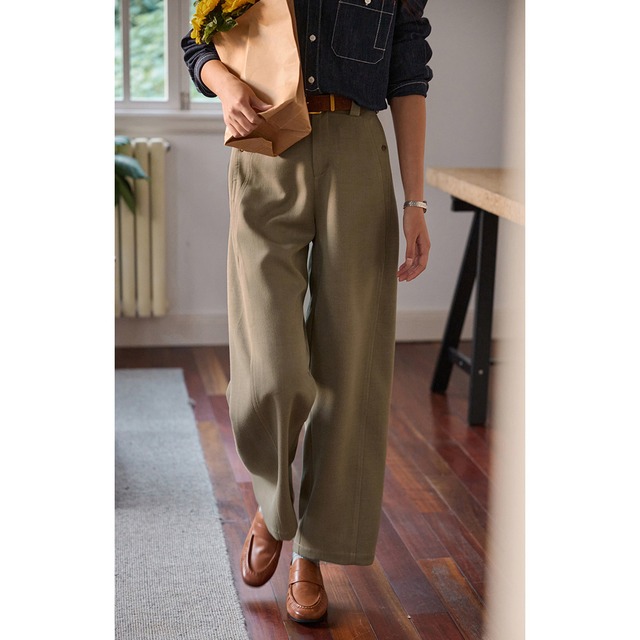 【パンツ】チノパンツ レディース きれい め おしゃれ チノパン コットン ワイド ボトムス 春 夏 秋 冬 20代 30代 40代 50代 パンツ カジュアル 可愛い グリーンカーキ 緑 ダークブラウン 茶色 S M L XL