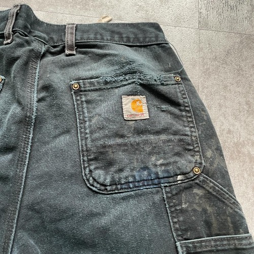 USA生地製 ブラック ダブルニー Carhartt EB136 BLK w30 詳細写真2