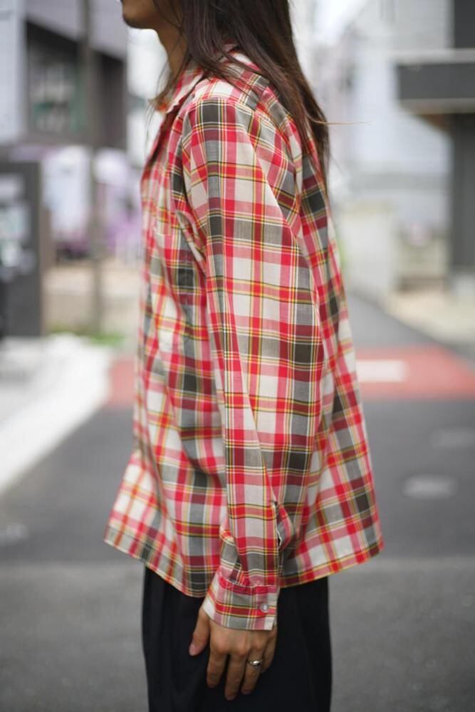 Celanese Fortrel] Vintage Open Collar Shirt [1960s-] Vintage Open