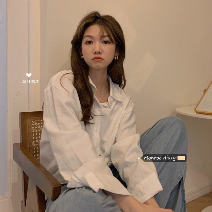 ルーズホワイトシャツ スプリングジャケット サマー ロング 春物 夏物 モンロー2300509145
