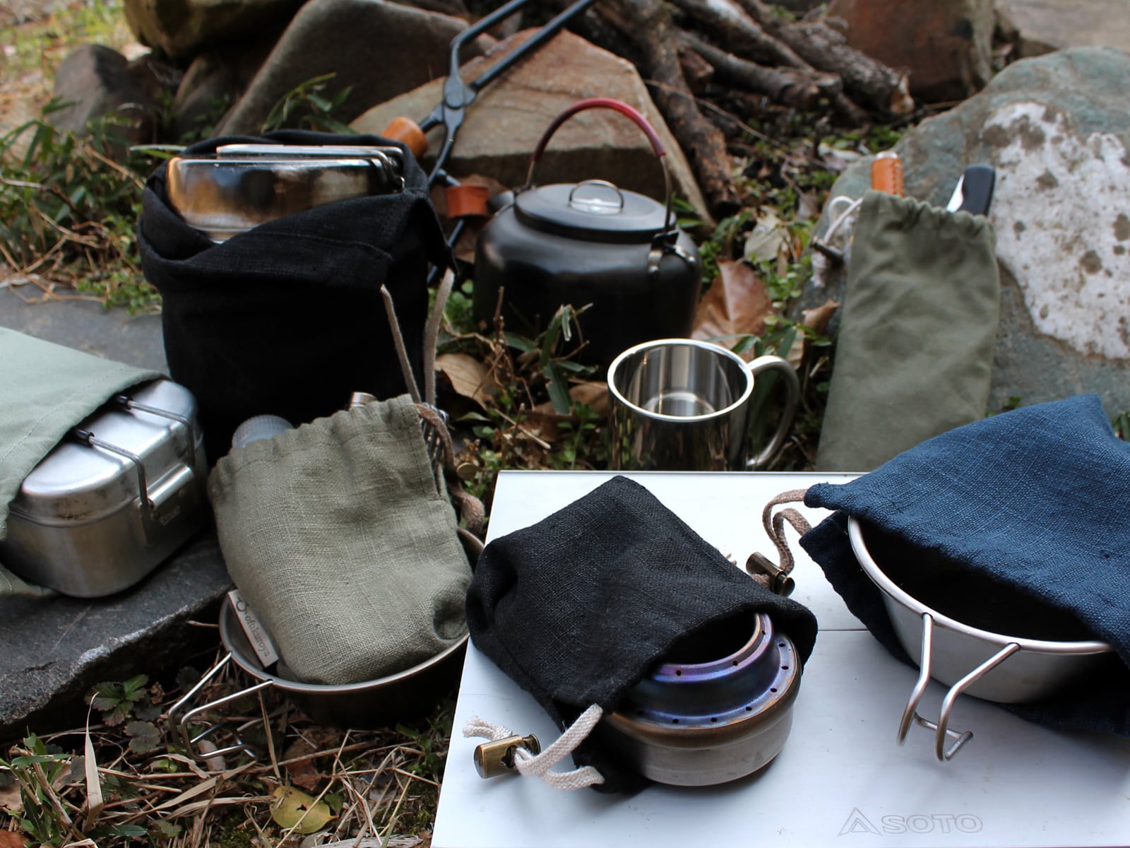 BAUM Forest 正規品 Kinchaku Outdoor チタンマグ用 (450) リネンキャンバス モスグリーン