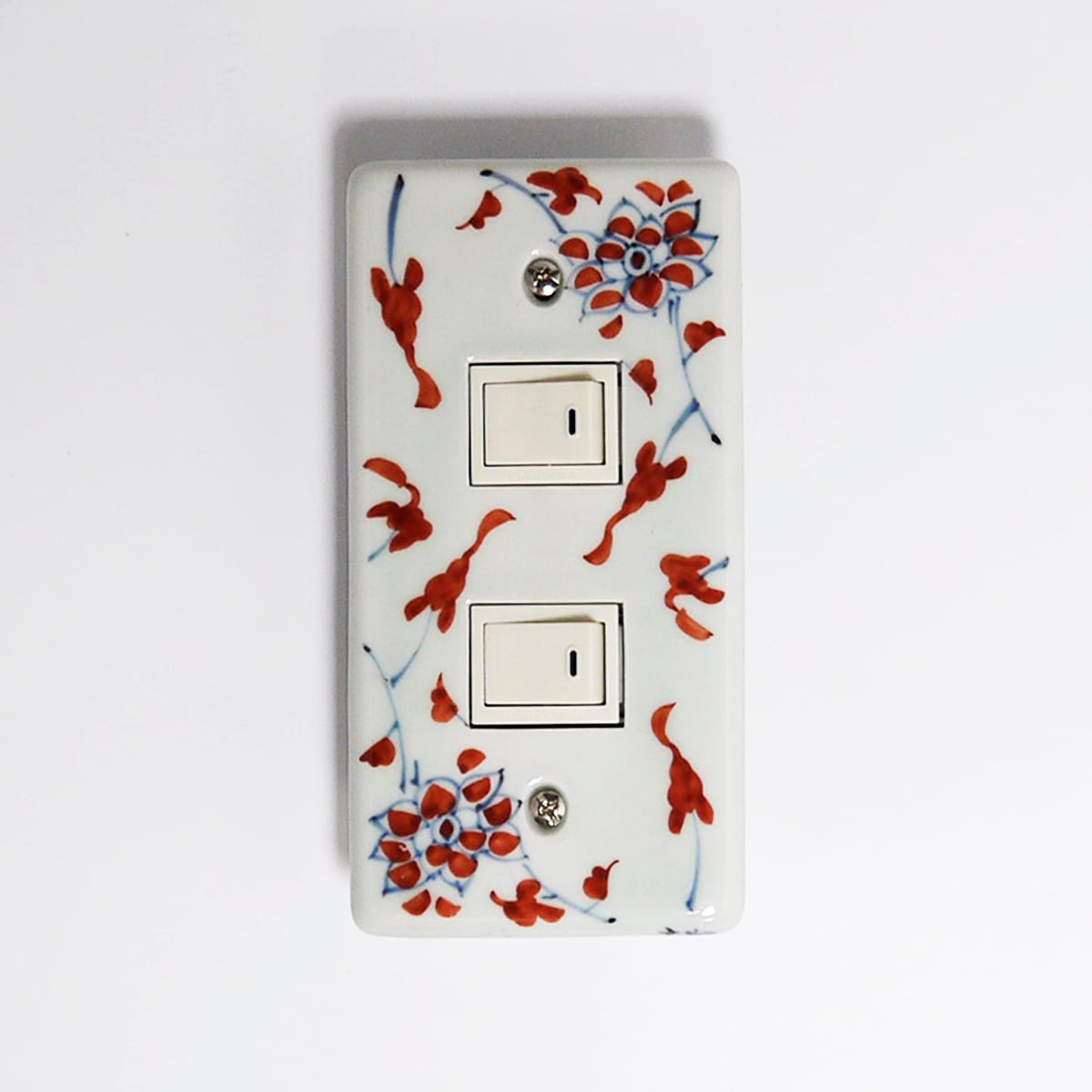 スイッチプレート 赤花紋(2穴)