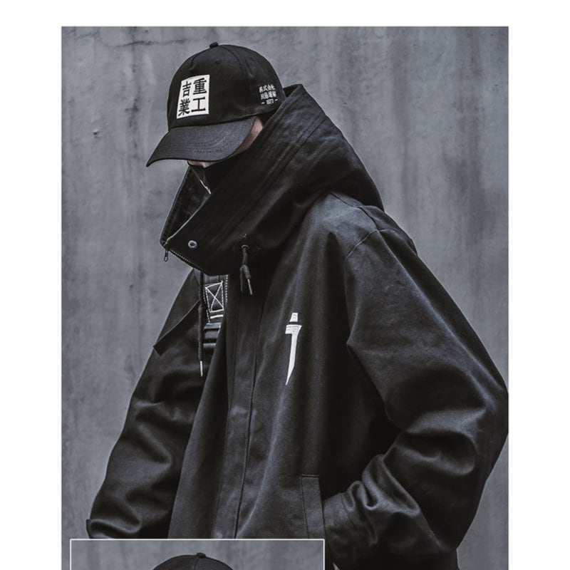 ストリート｜フードジャケット｜黒 “ゆるいのに強い”ロック感｜天使と