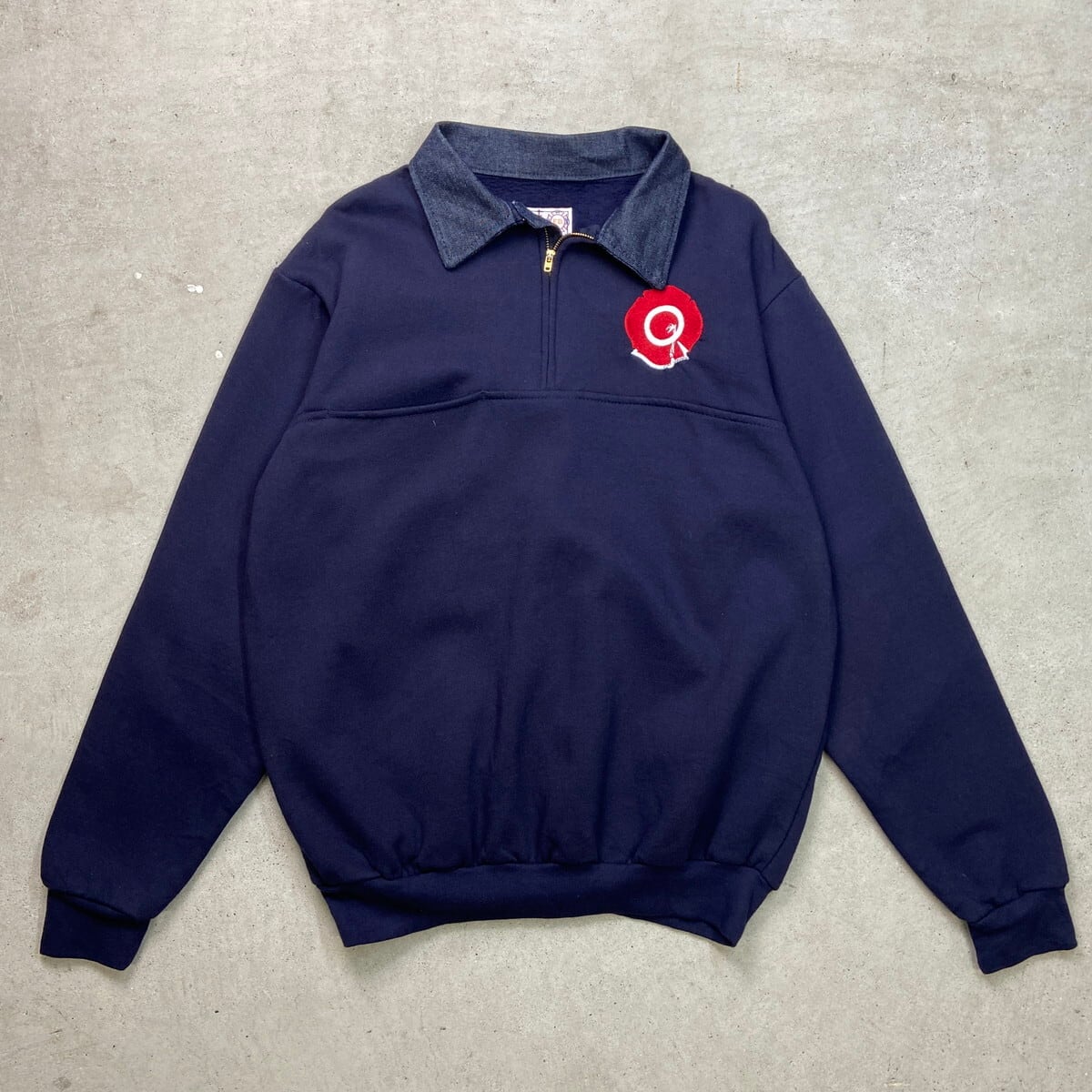 90年代 USA製 GAME Workwear ワッペン付き ハーフジップスウェット