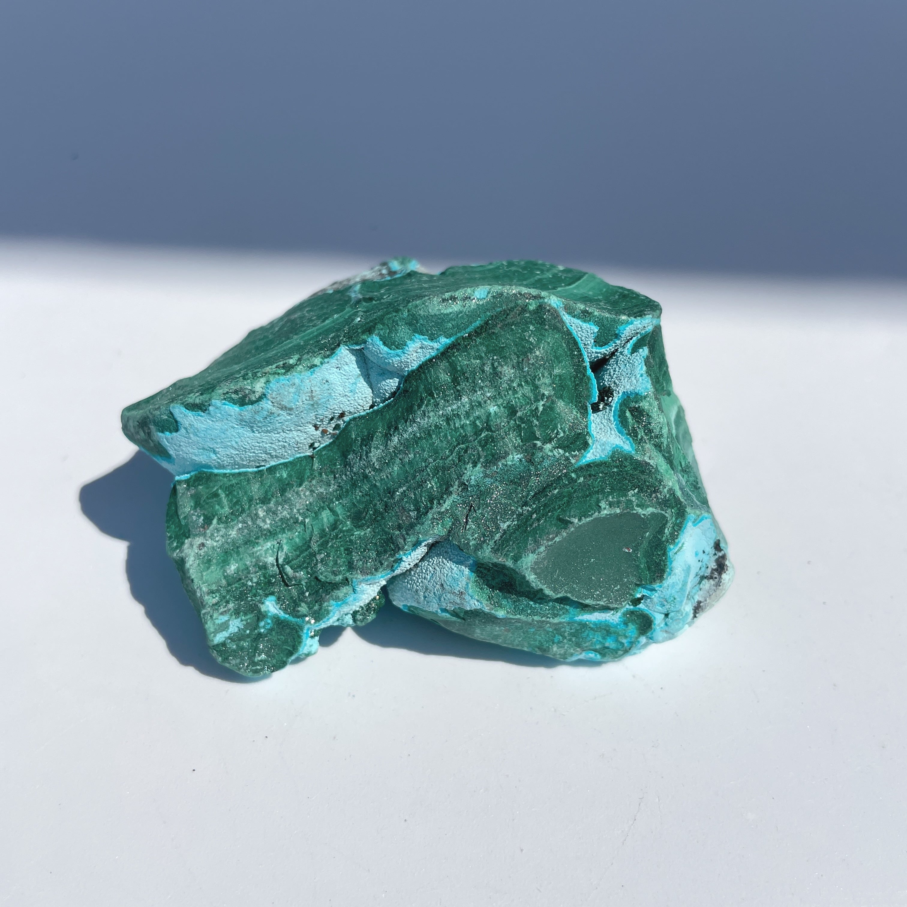 マラカイト/クリソコラ混合石　ハーフカット マラカイト with クリソコラ（マラコラ） 原石02◇ Malachite with