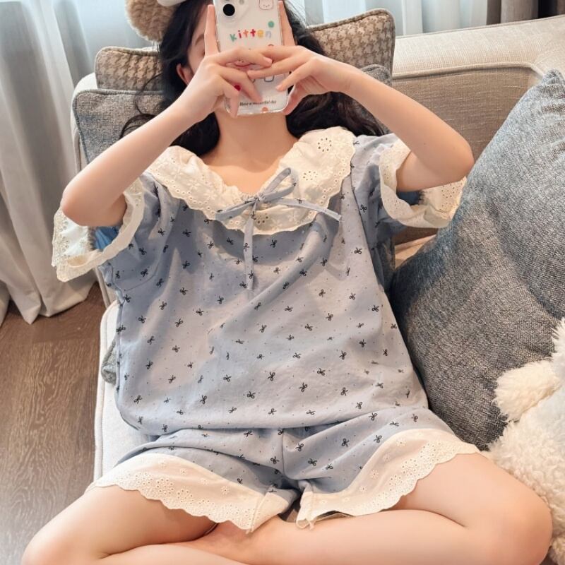 レースフラワー パジャマセット(ポリエステル) 2025夏 新作