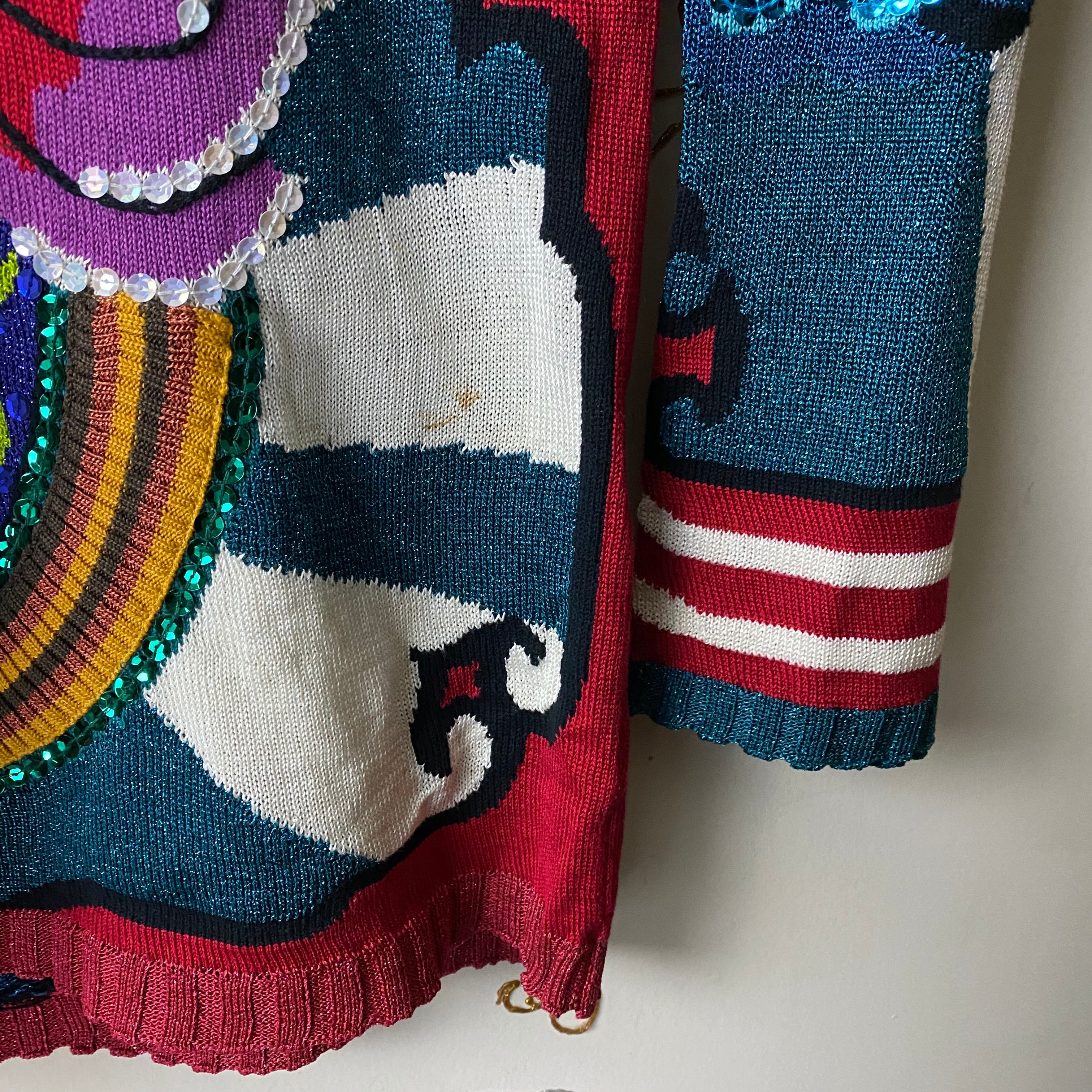 YOSHIYUKI KONISHI FICCE UOMO decorative hand-knit sweater | NOIR 
