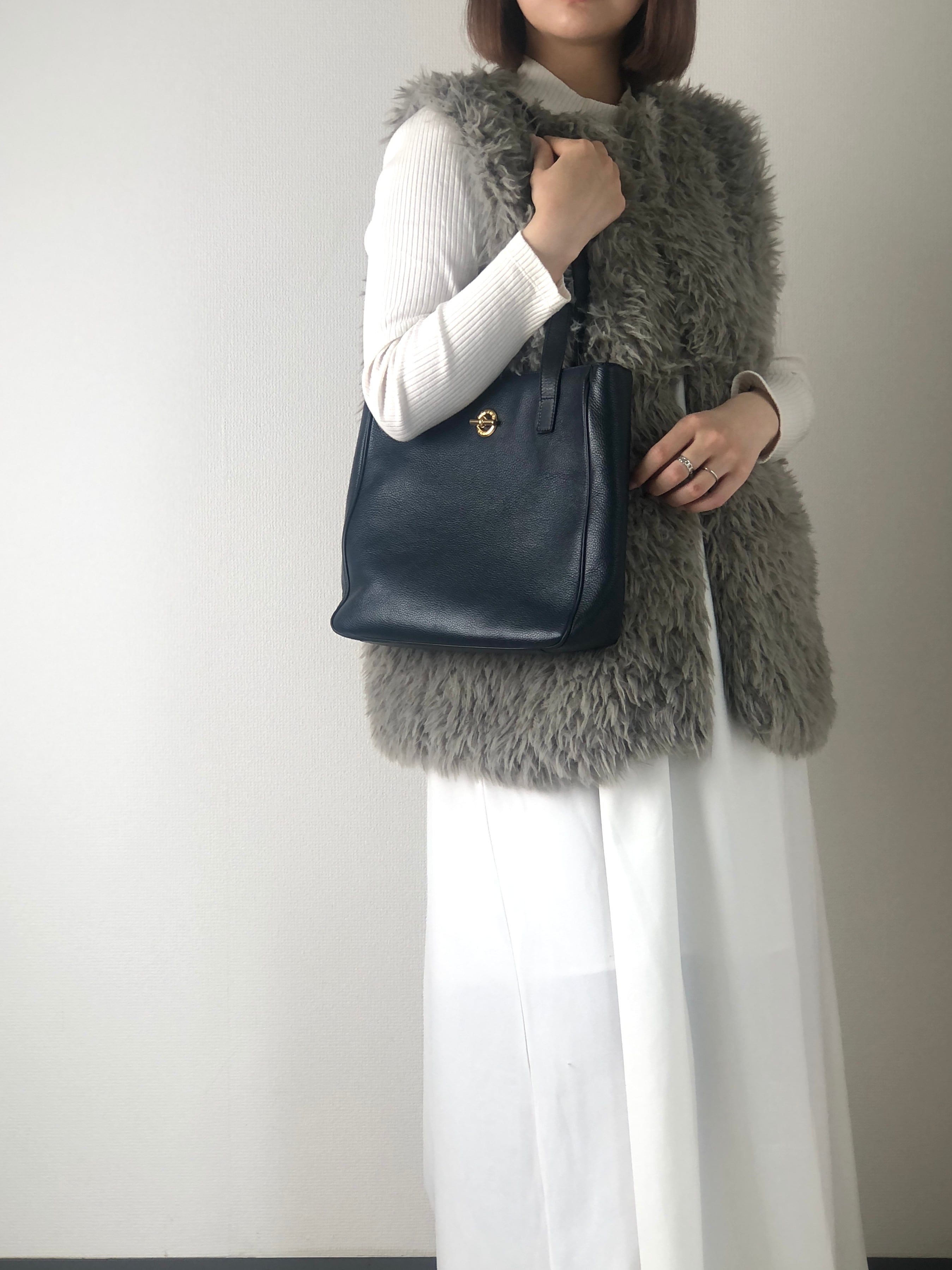 CELINE セリーヌ トートバッグ ネイビー レザー vintage ヴィンテージ