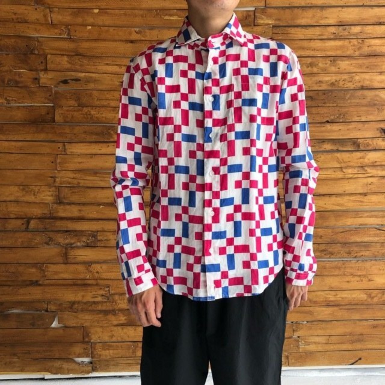 LOLO LIKE (ロロライク)　ランダム市松リネンシャツ【送料無料】【SALE】