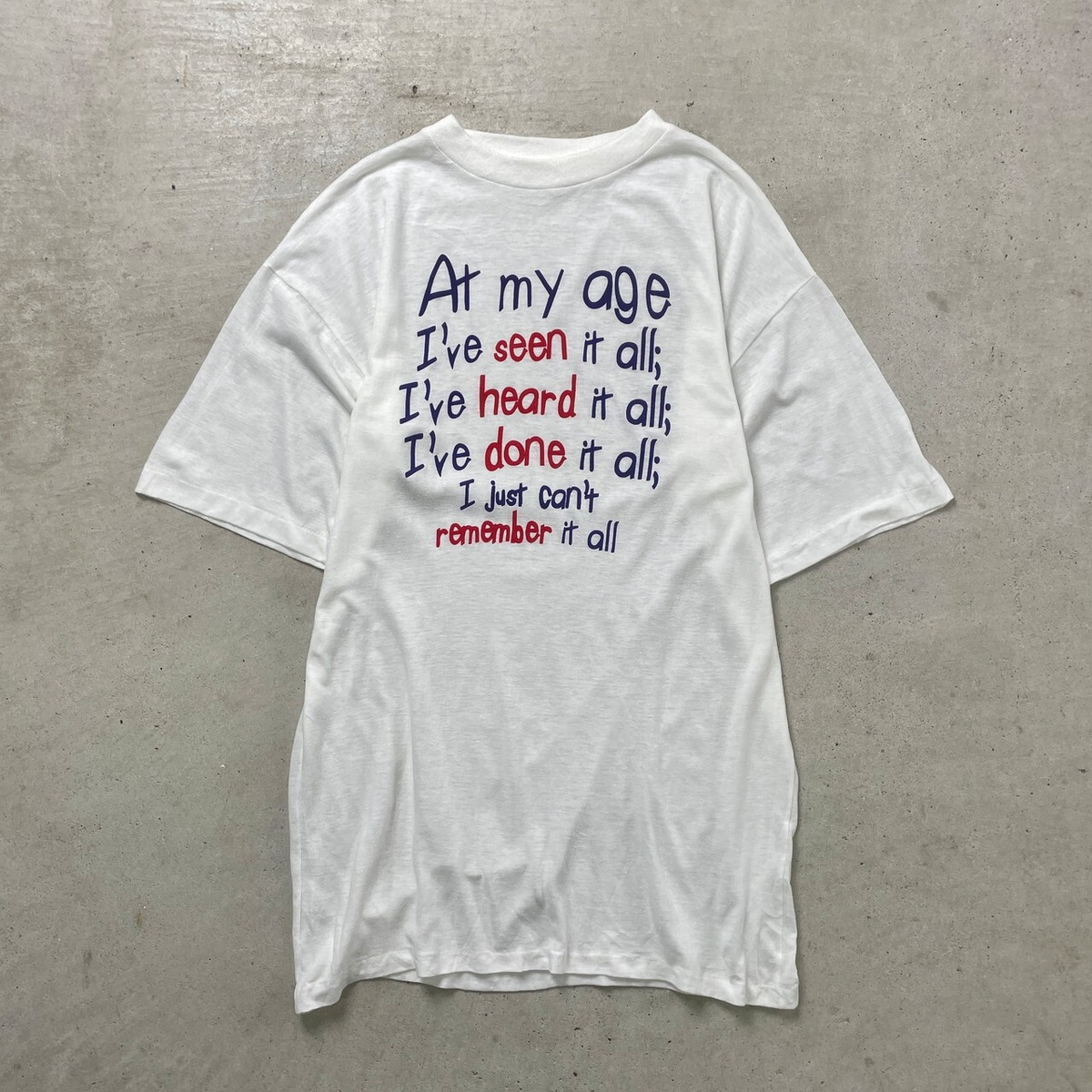 80年代~90年代 UNKNOWN メッセージ プリントTシャツ メンズXL相当 古着 