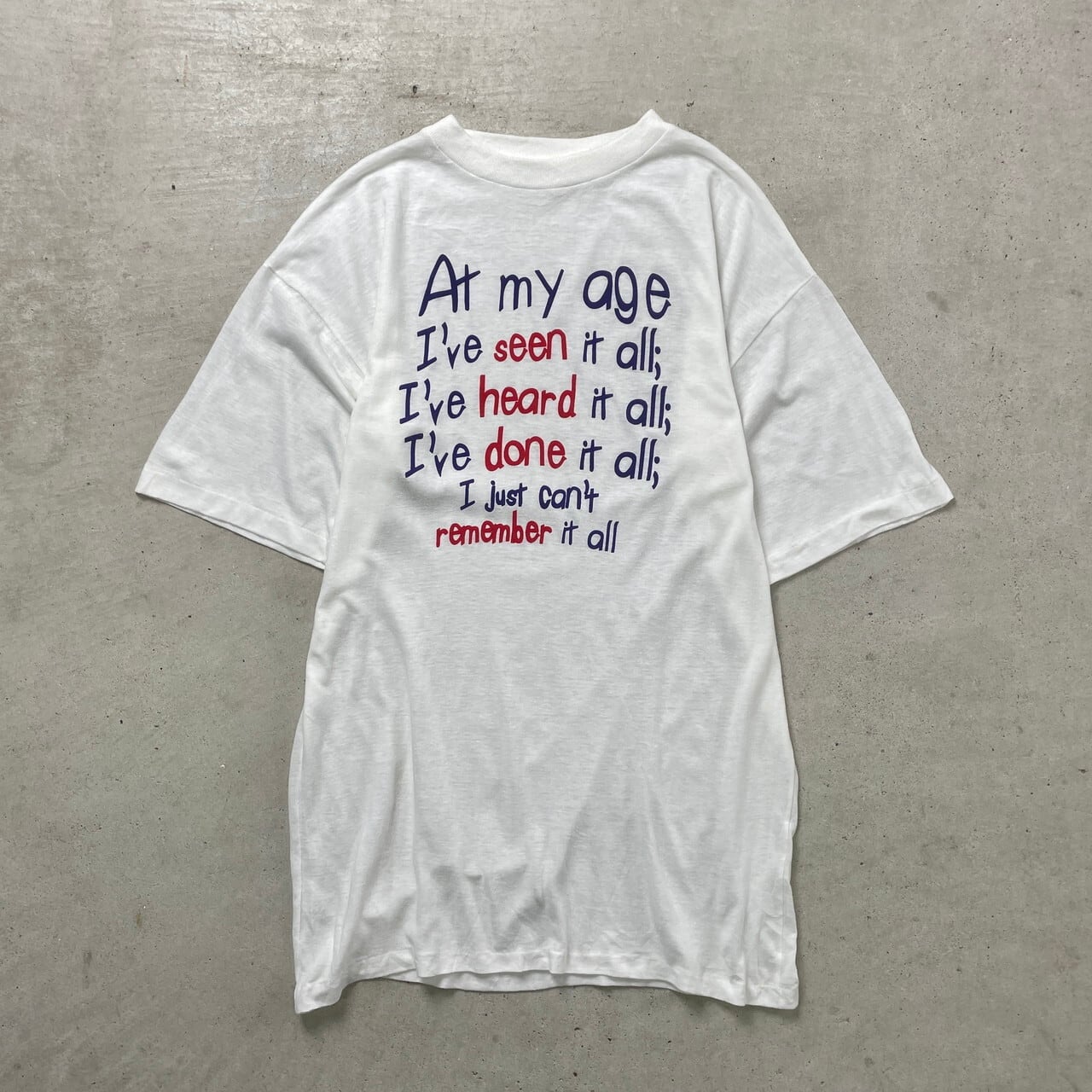 80年代~90年代 UNKNOWN メッセージ プリントTシャツ メンズXL相当 古着 