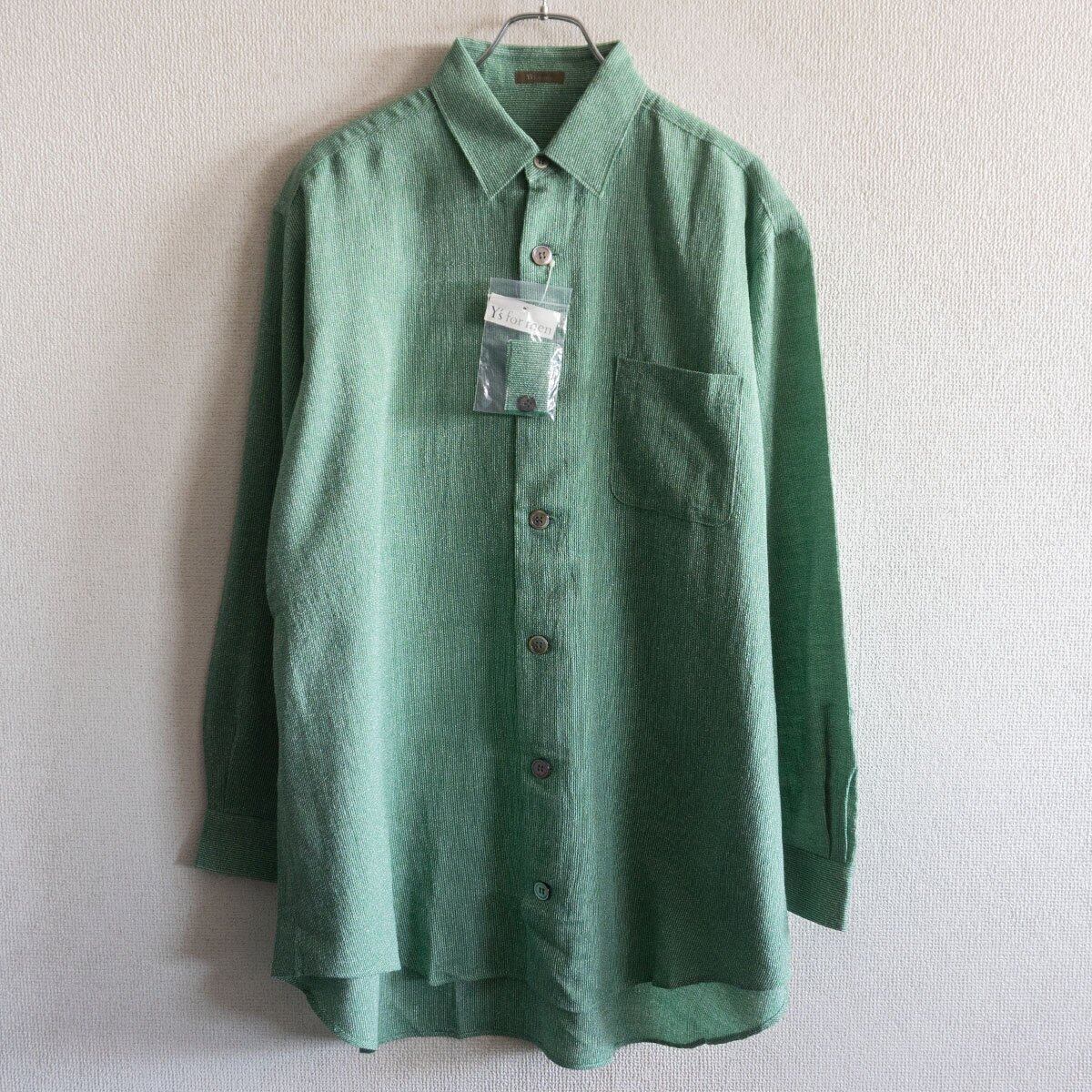 【未使用】Y's for men【ウール レーヨン オーバーサイズ  シャツ 】グリーン YOHJI YAMAMOTO ヨウジヤマモト ワイズフォーメン 26050414 未使用】Y's for men【ウール レーヨン オーバーサイズ シャツ