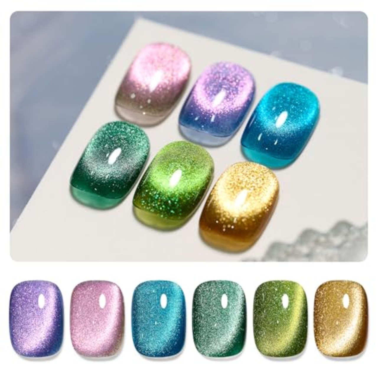 GAOY ジェルネイル マグネットネイル キャッツアイジェル 6色セット ギャラクシー ホログラフ ネイル 磁石付き カラージェル サロンネイル セルフネイルアート(カラフルな銀河)