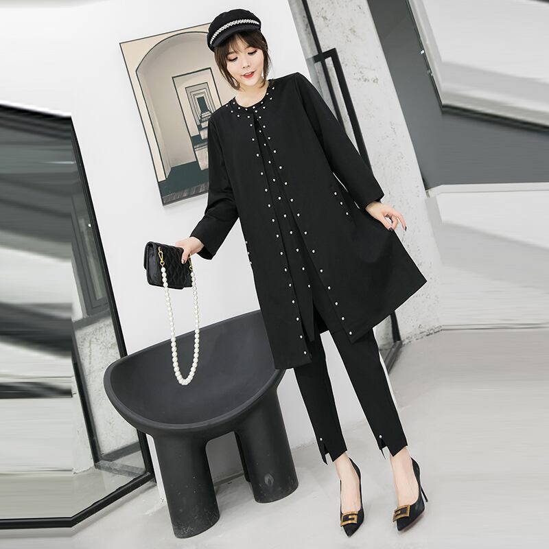 ラージサイズレディース秋ニュースーツレディースベリーカバーパンツカジュアルジャケットシャツルーズファットmm秋スリーピーススーツ ミックスインファッション62217026992