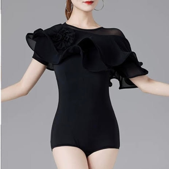 ボリューミー フリルケープ フローラル ダンス トップス 4col　D00630