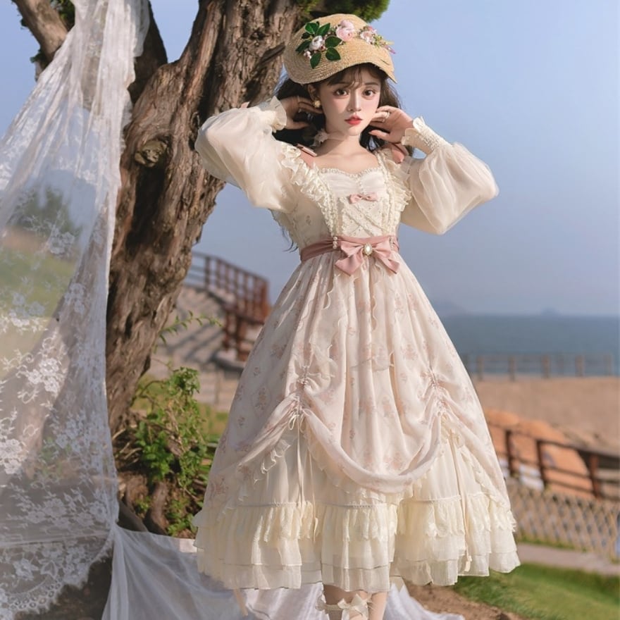 ゴスロリ・ロリータドレス ブラック・ホワイト 楽天市場】ロリータ ドレス（カラーホワイト）（レディース