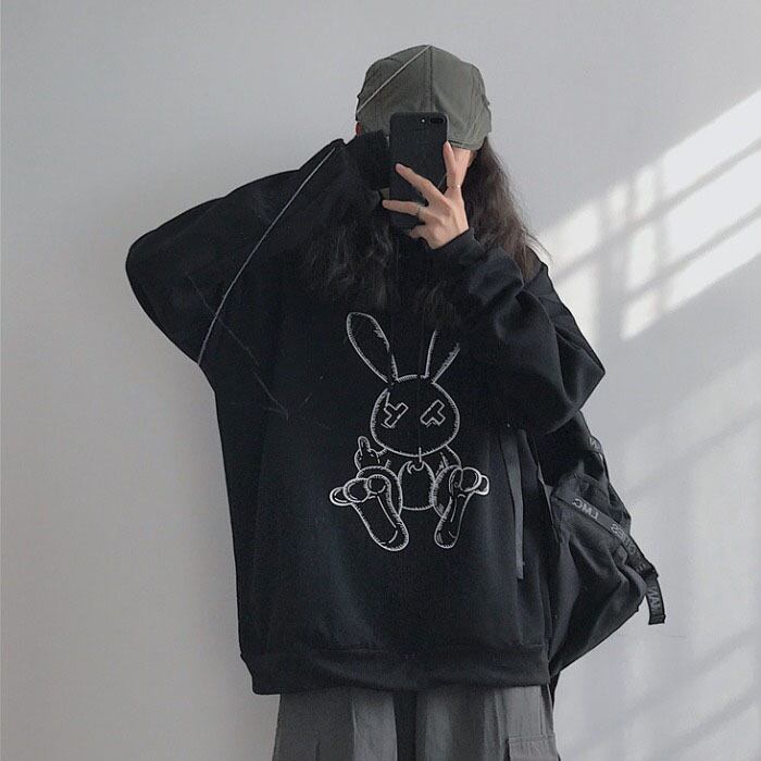 ウィンタールーズカジュアルセーター プリントフード ロング 大きめサイズ 冬物 ケッペル14021250829