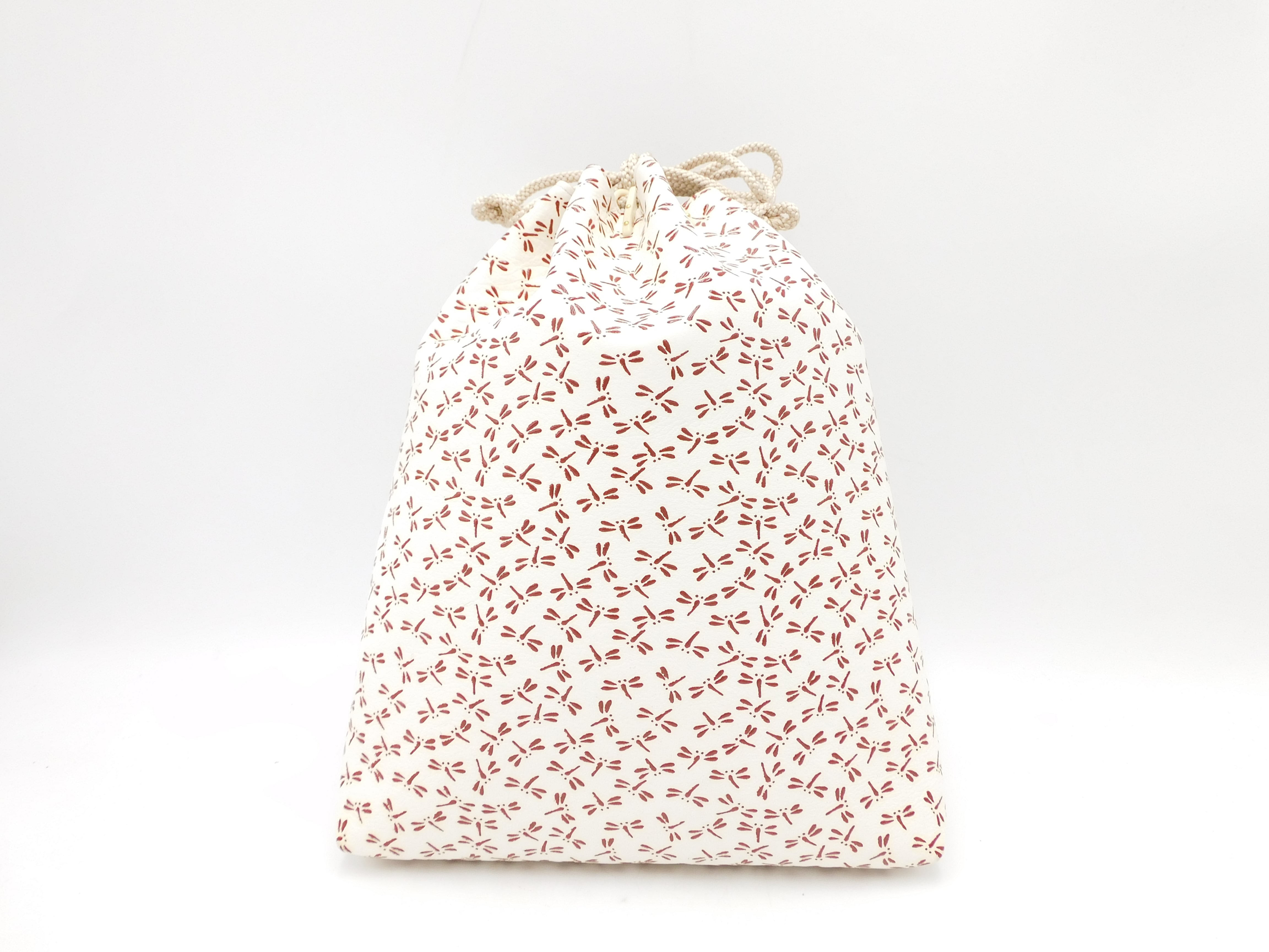 合切袋(大)白/赤 トンボ柄