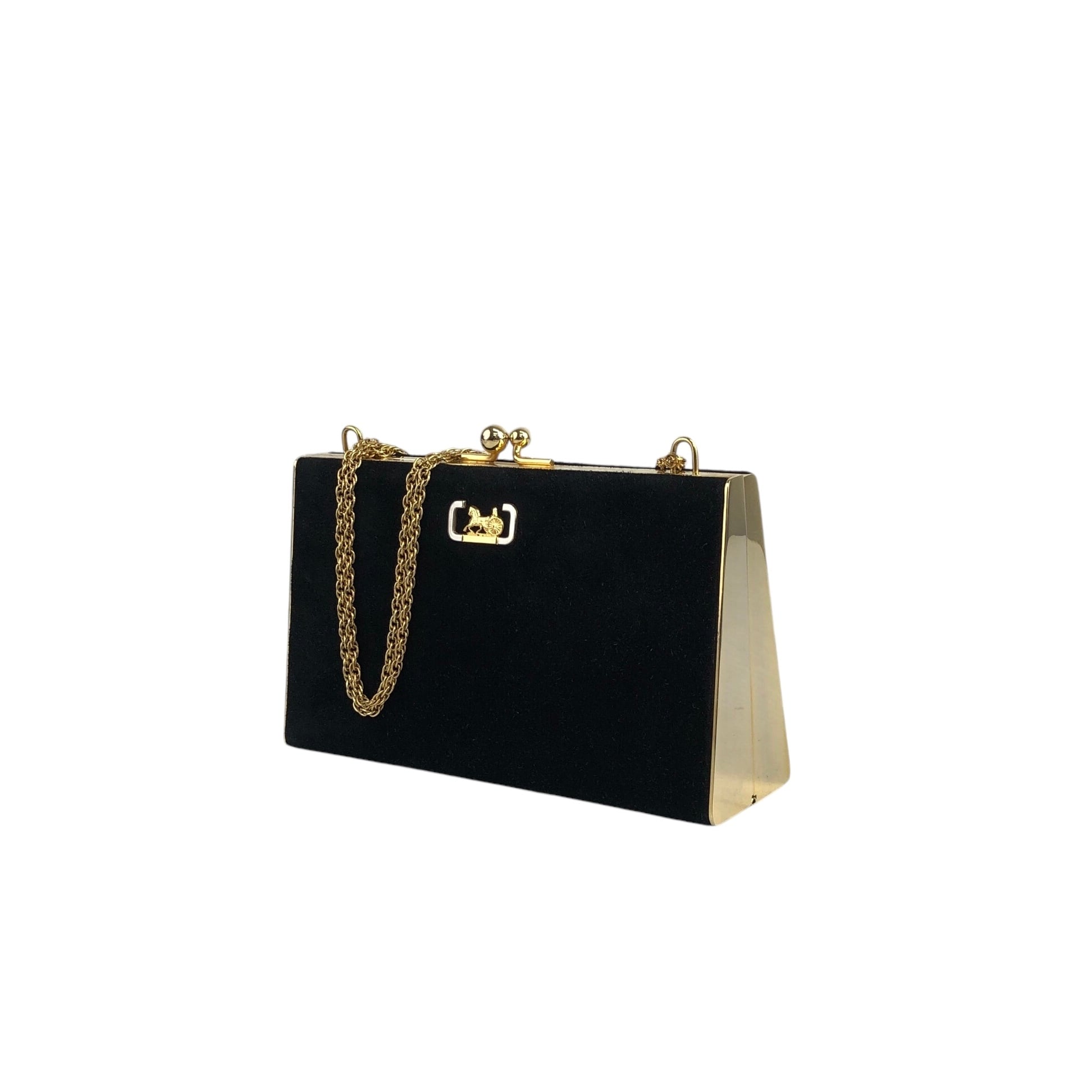 ★CELINE セリーヌ   ショルダーバッグ ブラック ホースキャリッジ スエード バニティバッグ チェーン a875h8 CELINE セリーヌ ショルダーバッグ ブラック ホースキャリッジ