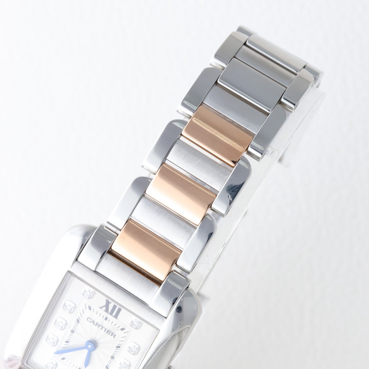 カルティエ タンクアングレーズ SM ピンクゴールドコンビ ダイヤルダイヤモンド