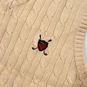 POLO GOLF RALPH LAUREN ポロゴルフ ラルフローレン ケーブル編み Vネック コットン ニット ベスト L/アイボリー メンズ