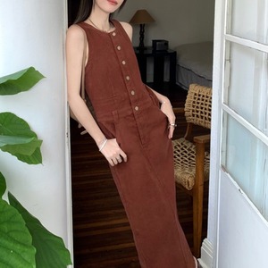 Front button sleeveless dress in 3 colors S1917