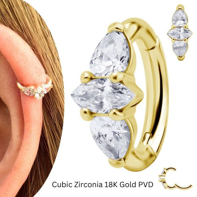 ピアス ゴールド 一目惚れ 1*1cm 14G 18K ゴールド PVD Oval Navel 金属アレルギー 対応 ボディピアス