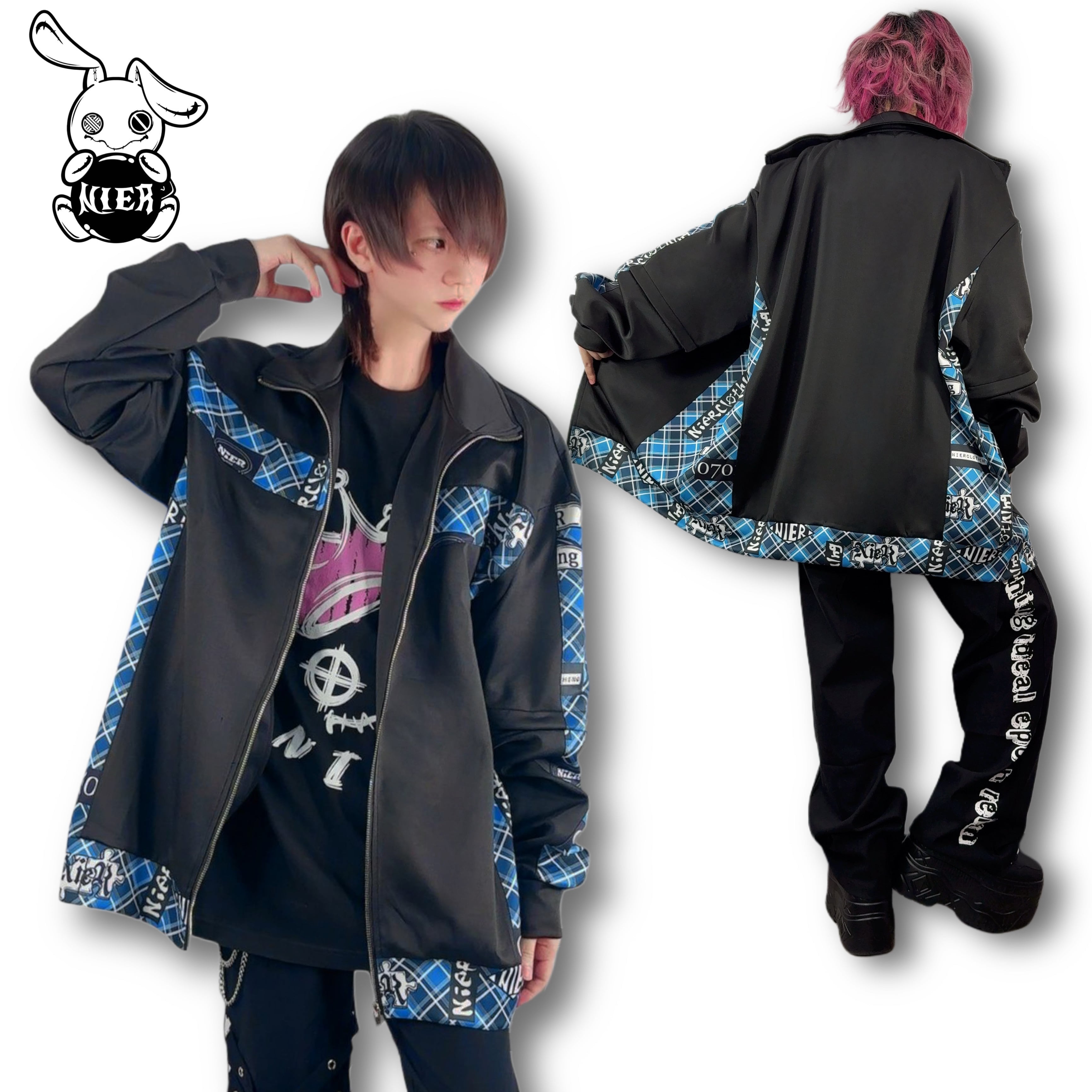 4WAY BLUE CHECK ZIP OUTER | NIER CLOTHING