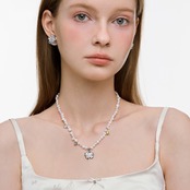 Smile bloom drop pearl necklace 【N010】