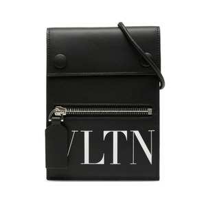 ヴァレンティノ VLTN ショルダーバッグ サコッシュ ブラック ホワイト レザー レディース VALENTINO 【中古】