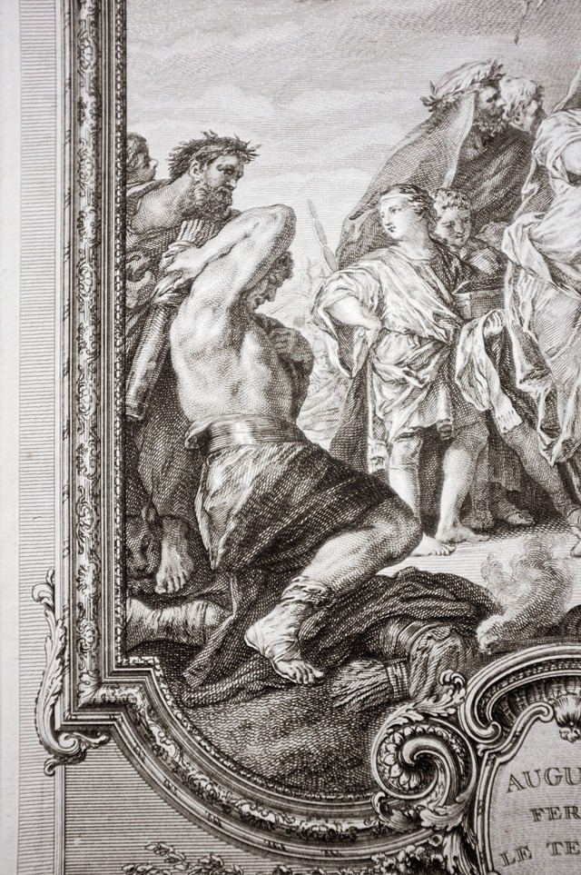 1780s フランス 33c 繊細な歴史的銅版画 アウグストゥス 図版  カルナヴァル博物館所蔵 アンティーク