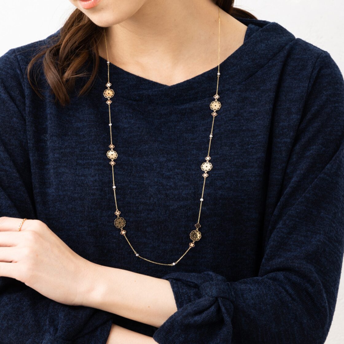 ☆ブラックスピネル 80cmロングネックレス 清々しく