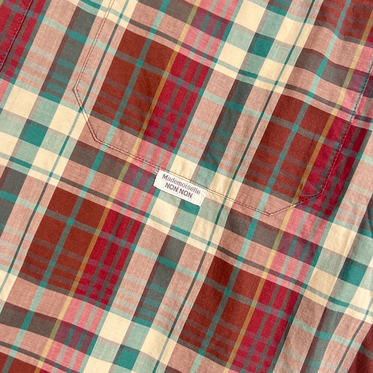 Mademoiselle NON NON マドモアゼルノンノン チェック 長袖 シャツ M /ボルドー グリーン系 レディース