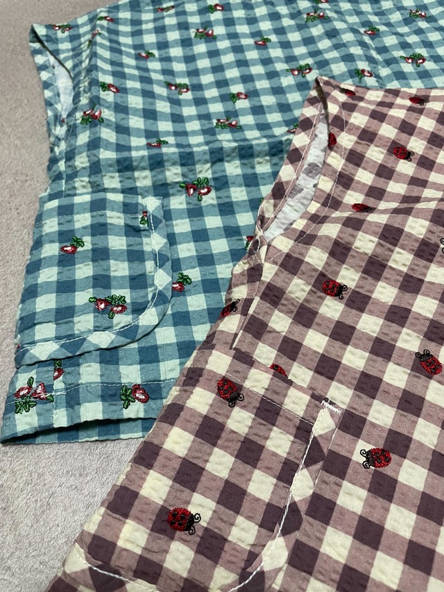 即納andpal &pal アンドパル　チェック　刺繍　パンツ　ミントのみ