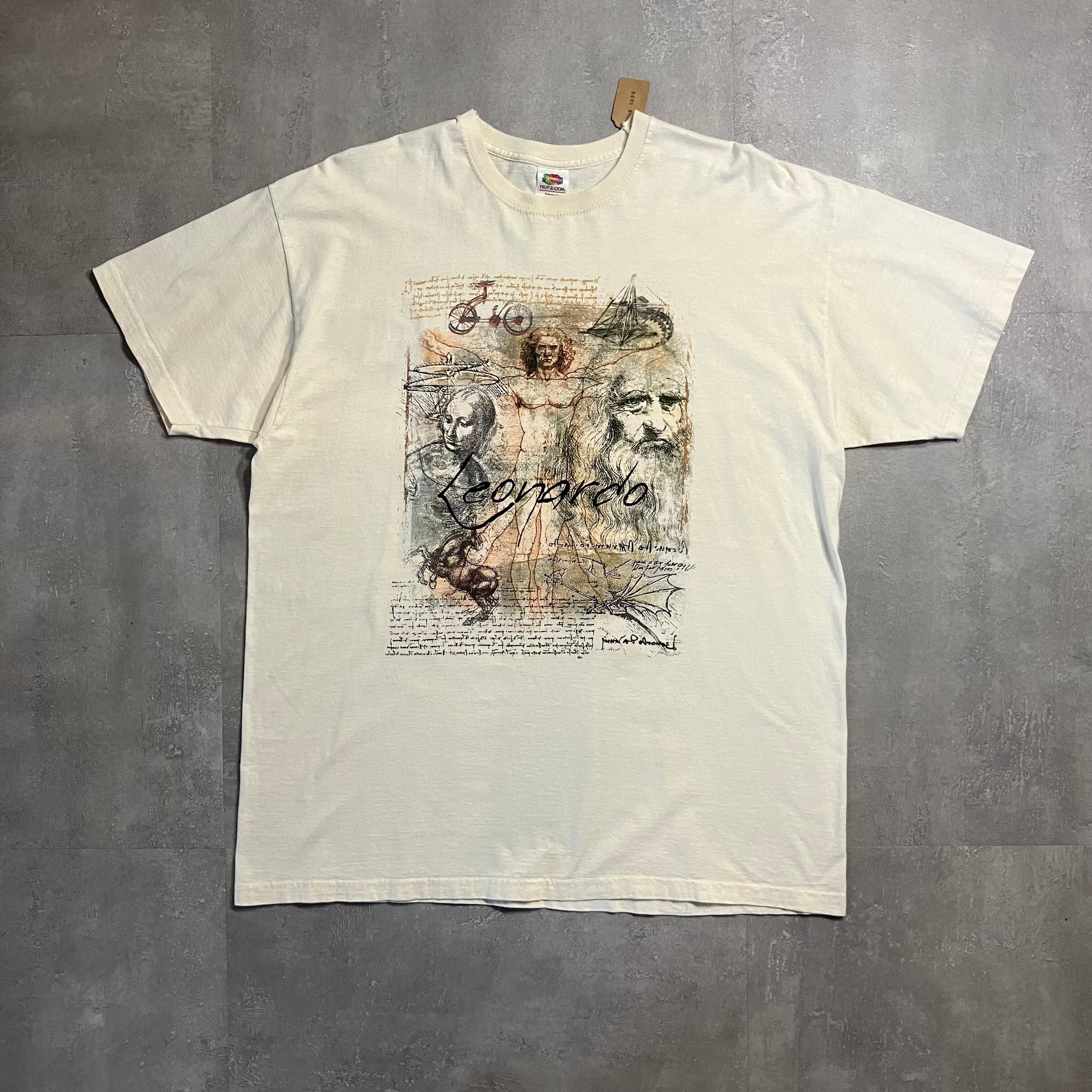 《XL size》FRUIT OF THE ROOM フルーツオブザルーム レオナルド・ダ・ヴィンチ プリントTシャツ No.3667