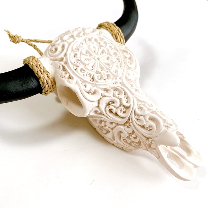 ビンテージ雑貨　ネイティブアメリカンオブジェ　カウスカル ネイティブアメリカン カウスカル オブジェ牛 骸骨 オブジェ(白