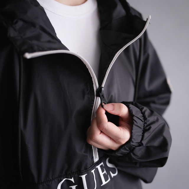"GUESS" loose silhouette black anorak parka