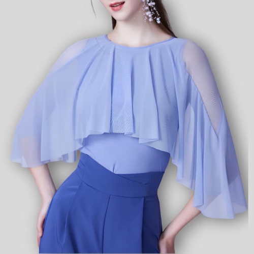 シフォンケープ シアーメッシュ レオタードトップス 4col　D00796