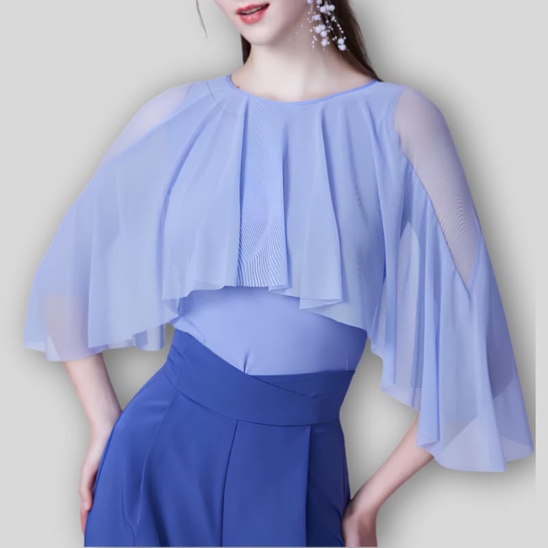 シフォンケープ シアーメッシュ レオタードトップス 4col D00796