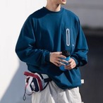 Round Neck Zip Pocket Long Sleeve T-Shirt ◇3color H0632