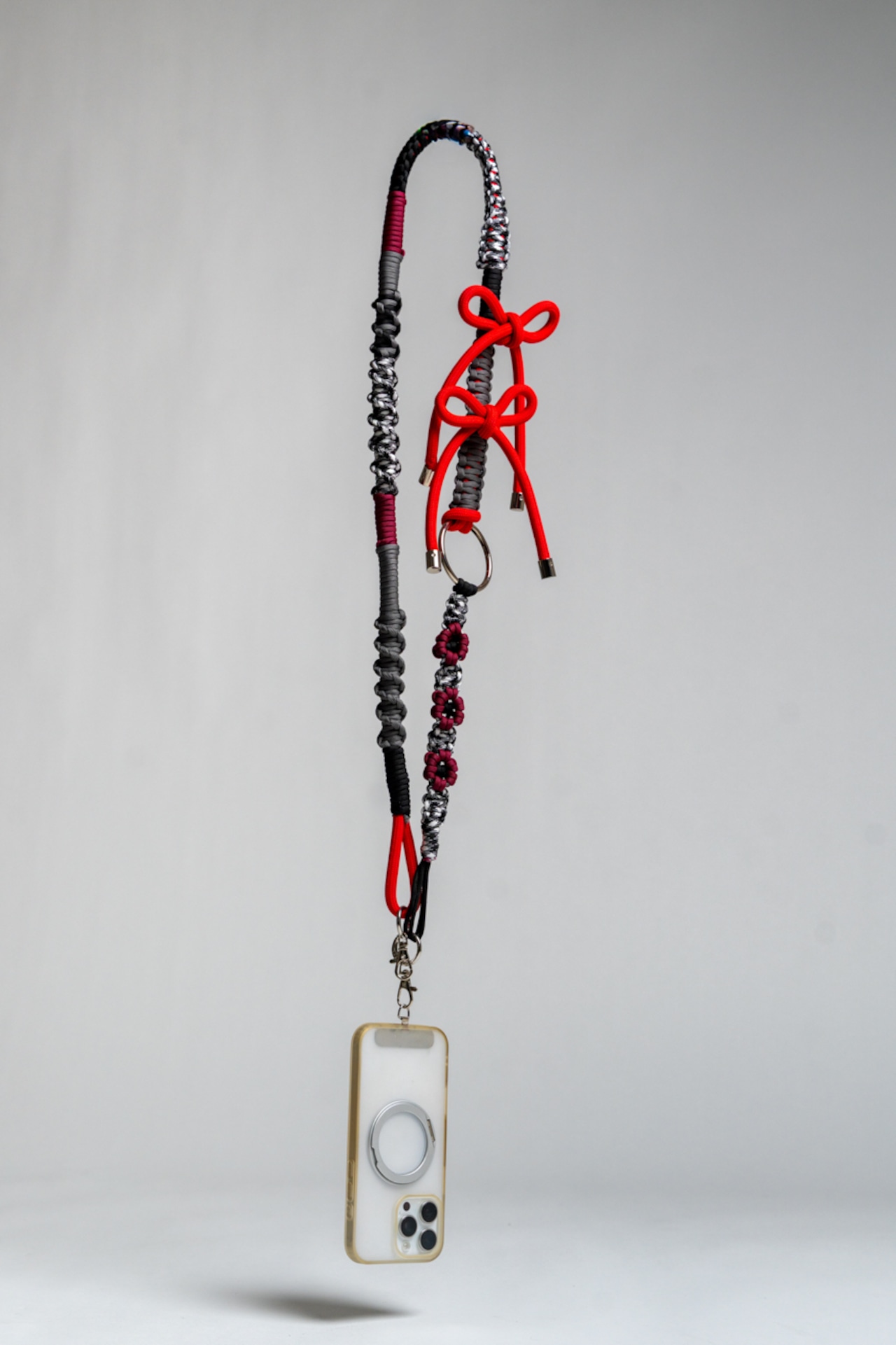 2way big ribbon flower strap Dark Red