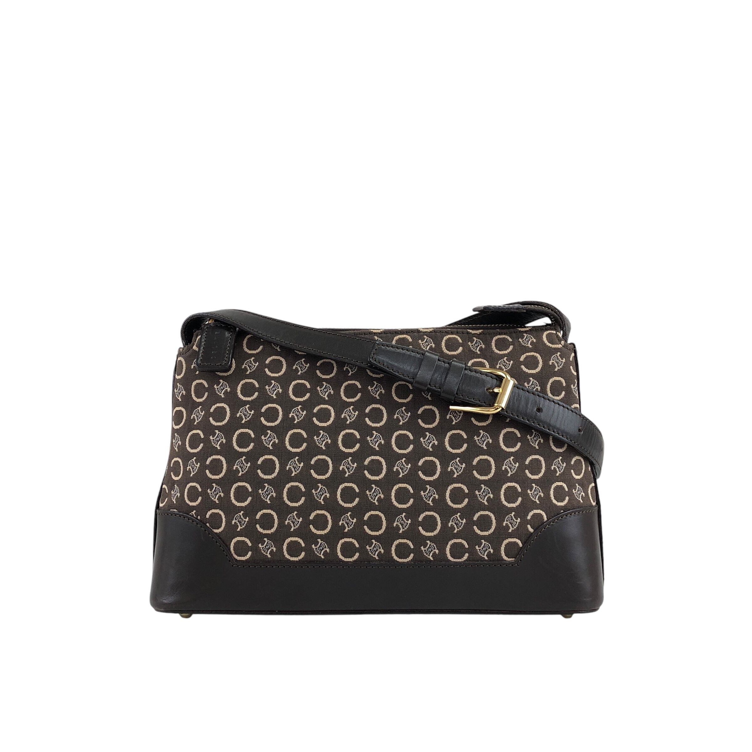 CELINE セリーヌ Cマカダム ショルダーバッグ ブラウン レザー