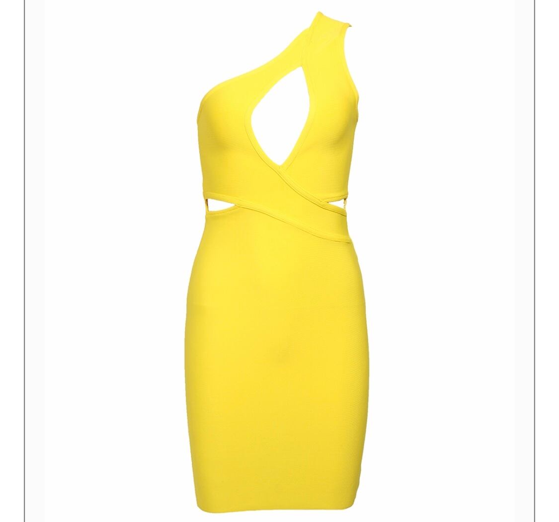 ワンショルダー 胸空き バンテージドレス バンテージワンピース