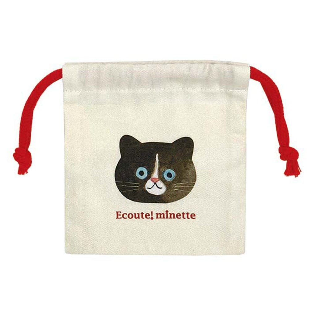 猫巾着袋(エクートミネット巾着)くろ | マスノヤ衣料品店・マスノヤ猫